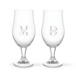 Bier borrelpakket met gegraveerde glazen