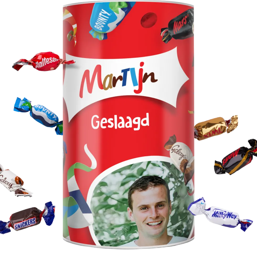 Celebrations tube met naam en foto
