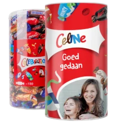 Celebrations tube met naam en foto