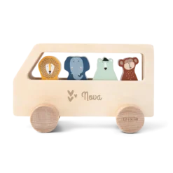 Houten dierenbus met naam graveren - Trixie