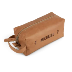 Leren toilettas graveren - Bruin