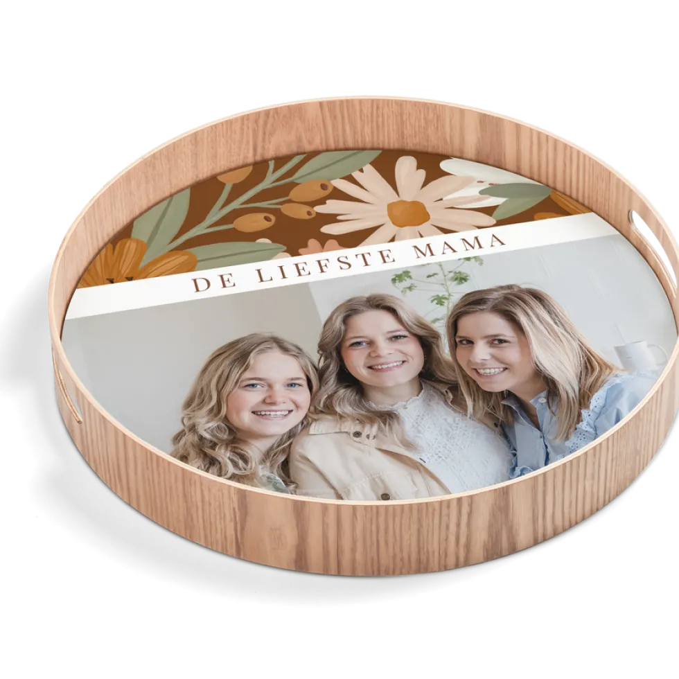 Rond dienblad Houtlook - 40 cm