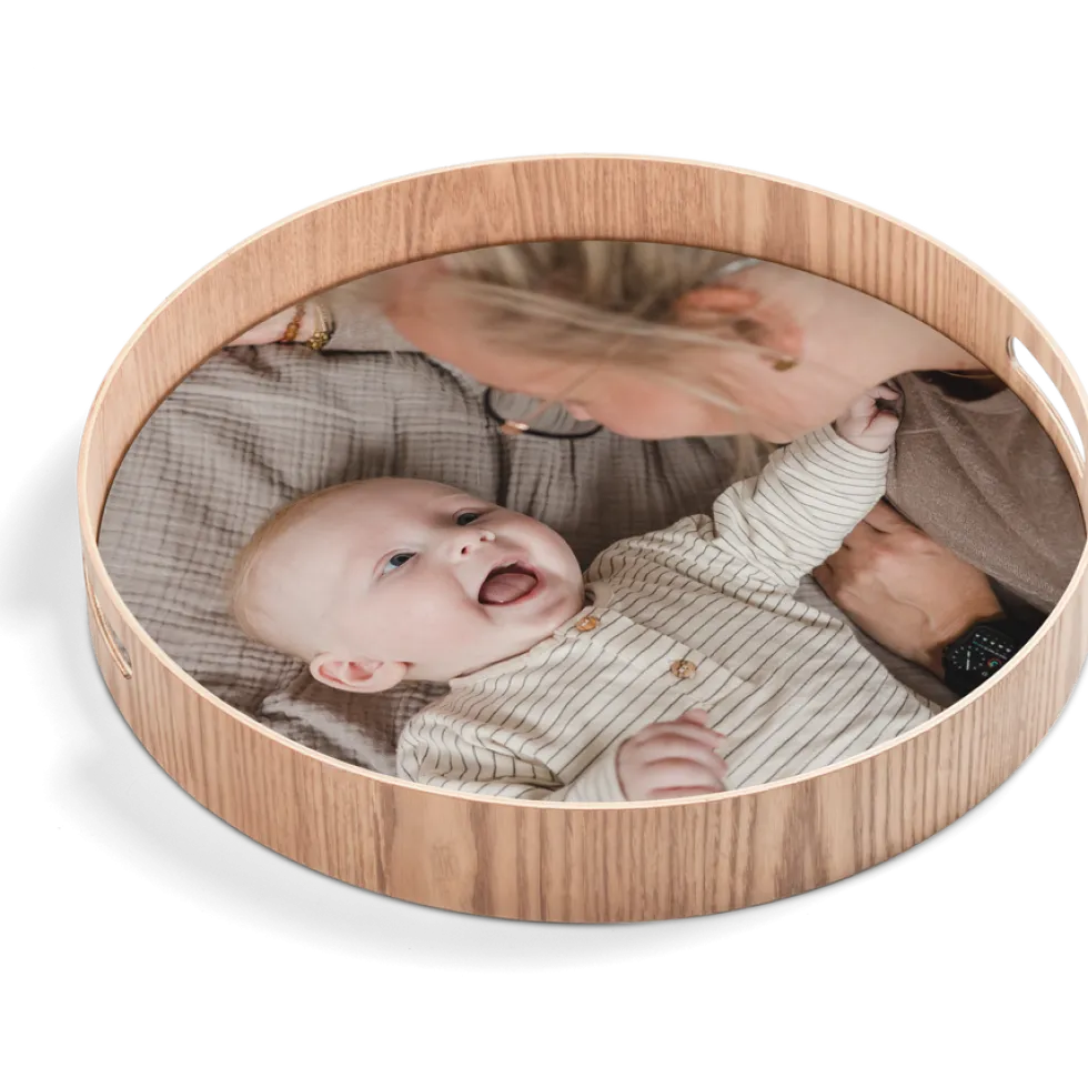 Rond dienblad Houtlook - 40 cm