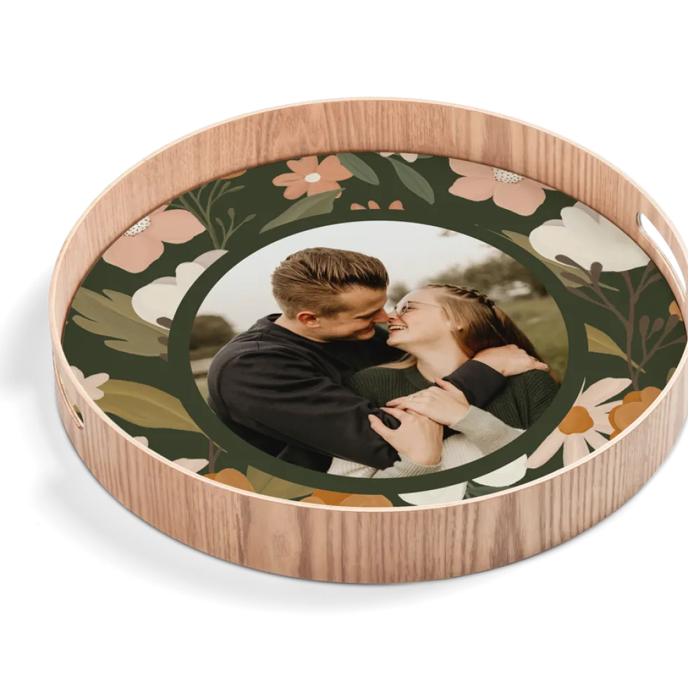 Rond dienblad Houtlook - 40 cm