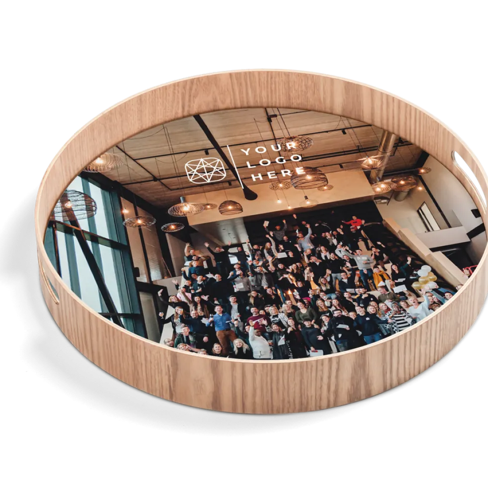 Rond dienblad Houtlook - 40 cm